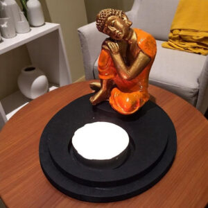 Handcrafted Ployrein Lord Buddha Sitting And Relaxing Orange Colour  Statue Showpiece Home Decor/Office Decor/Spiritual Gift - Karigaari India Aesthetic Home Decor