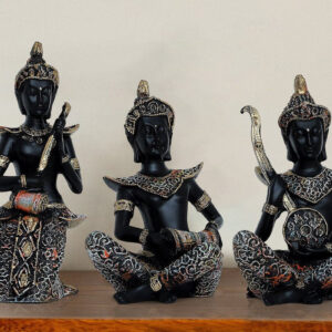 Handcrafted Ployresin Lord Buddha Black Colour Statues Showpiece Home Decor/Office Decor/Spiritual Gift, Three Pieces - Karigaari India Aesthetic Home Decor