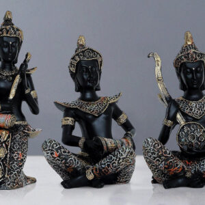 Handcrafted Ployresin Lord Buddha Black Colour Statues Showpiece Home Decor/Office Decor/Spiritual Gift, Three Pieces - Karigaari India Aesthetic Home Decor