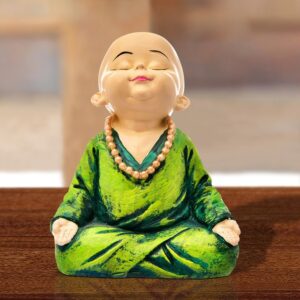 Handcrafted Ployresin Lord Buddha Meditating Statue  Showpiece Home Decor/Office Decor/Spiritual Gift, Light Green Colour - Karigaari India Aesthetic Home Decor
