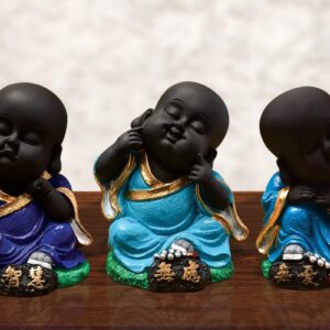 Handcrafted Ployresin Sitting And Sleeping Lord Buddha Statue Multicolour Three Pieces Showpiece Home Decor/Office Decor/Spiritual Gift - Karigaari India Aesthetic Home Decor