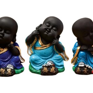 Handcrafted Ployresin Sitting And Sleeping Lord Buddha Statue Multicolour Three Pieces Showpiece Home Decor/Office Decor/Spiritual Gift - Karigaari India Aesthetic Home Decor