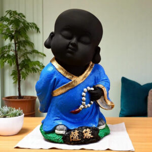 Handcrafted Ployresin Standing Black And Blue Colour Lord Buddha Statues Showpiece Home Decor/Office Decor/Spiritual Gift - Karigaari India Aesthetic Home Decor