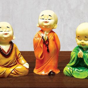 Handcrafted Ployresin Three Multicolour Praying And Meditating Lord Buddha Statues Showpiece Home Decor/Office Decor/Spiritual Gift - Karigaari India Aesthetic Home Decor