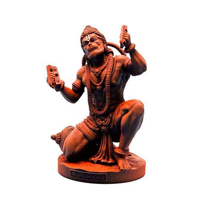 Modern Hanuman Resin Crafted Figurine Bajrangbali Figurine Home Decor Accent 6 Hanuman Resin Idol - Bajrangbali Statue - Karigaari India Aesthetic Home Decor