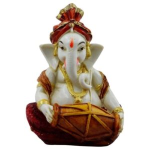 Lord Ganesha Playing Dhol Idol for Home Decor - Karigaari India Aesthetic Home Decor