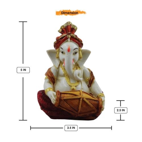 Modern Lord Ganesha Playing Dhol Figurine For Home Home Decor Unique Decor Piece 3 Lord Ganesha Playing Dhol Idol for Home Decor - Karigaari India Aesthetic Home Decor