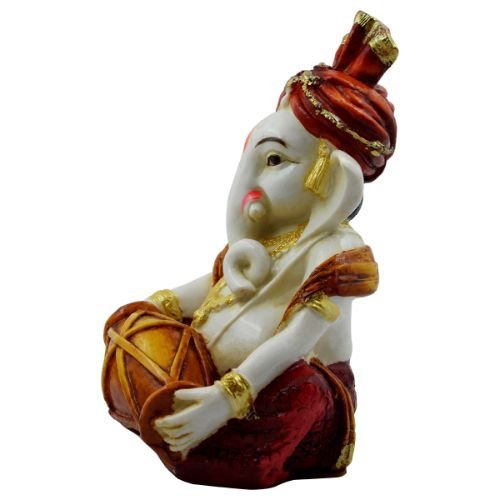 Modern Lord Ganesha Playing Dhol Figurine For Home Home Decor Unique Decor Piece 4 Lord Ganesha Playing Dhol Idol for Home Decor - Karigaari India Aesthetic Home Decor