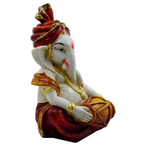 Modern Lord Ganesha Playing Dhol Figurine For Home Home Decor Unique Decor Piece 5 Lord Ganesha Playing Dhol Idol for Home Decor - Karigaari India Aesthetic Home Decor