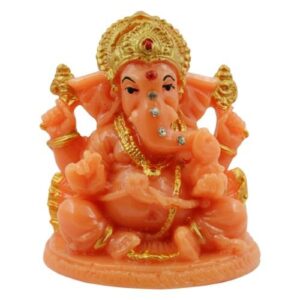 Lord Ganesha Sitting Idol Orange Colour for Home Decor - Karigaari India Aesthetic Home Decor