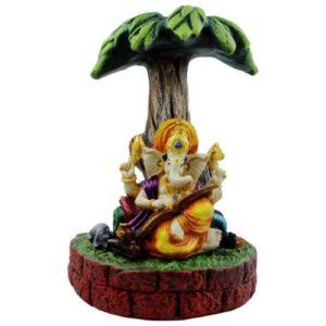 Lord Ganesha Sitting Under Tree And Playing Guitar Idol for Home Decor - Karigaari India Aesthetic Home Decor