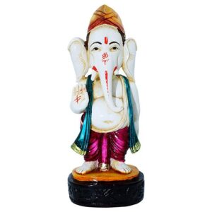 Lord Ganesha Standing & Giving Blessing multiolor Idol for Home Decor - Karigaari India Aesthetic Home Decor