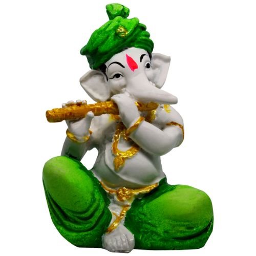 Modern Lord Ganesha Statue Playing Flute Best Distinctive Design Green For Home Decor Premium Home Decor 2 Lord Ganesha Idol Playing Flute Best & Unique Design Green for Home Decor - Karigaari India Aesthetic Home Decor