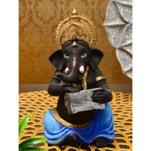 Melodic Blessings Ganesha: Intricately Crafted Resin Idol with Harmonium - Spiritual & Festive - Karigaari India Aesthetic Home Decor