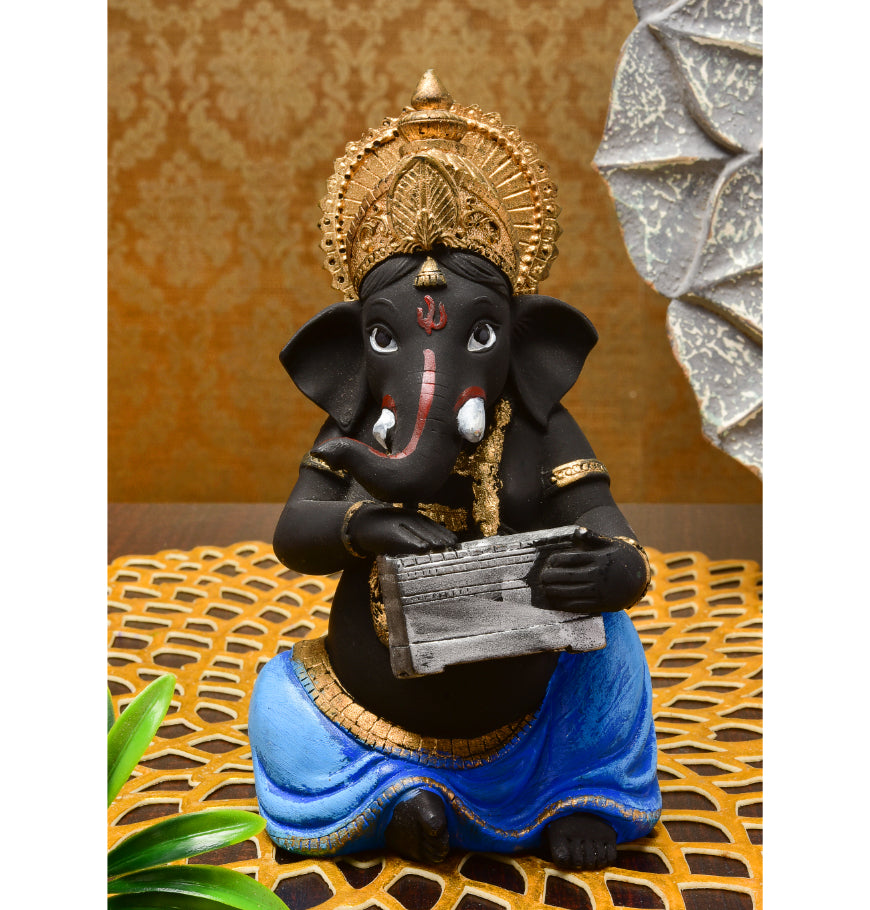 Modern Melodic Blessings Ganesha Intricately Crafted Resin Crafted Statue With Harmonium Spiritual Festive Unique Decor Piece 1 Melodic Blessings Ganesha: Intricately Crafted Resin Idol with Harmonium - Spiritual & Festive - Karigaari India Aesthetic Home Decor