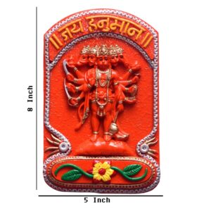Panchmukhi Hanuman Wall Hanging | Resin Idol for Home & Office - Karigaari India Aesthetic Home Decor