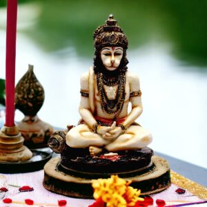 Resin Meditating God Hanuman Showpiece (Yellow, Multicolour, 6.5 inches x 4.5 inches) - Karigaari India Aesthetic Home Decor