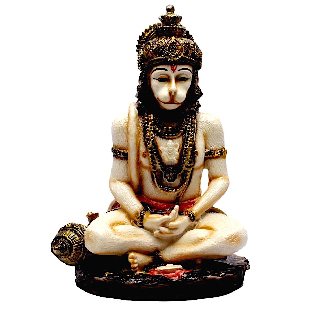Modern Resin Crafted Meditating God Hanuman Centerpiece Yellow Multicolour 6 5 Inches X 4 5 Inches Decorative Piece 2 Resin Meditating God Hanuman Showpiece (Yellow, Multicolour, 6.5 inches x 4.5 inches) - Karigaari India Aesthetic Home Decor