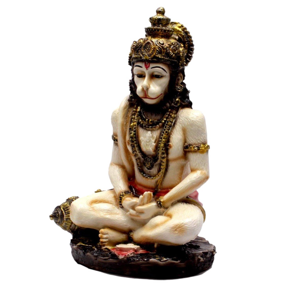 Modern Resin Crafted Meditating God Hanuman Centerpiece Yellow Multicolour 6 5 Inches X 4 5 Inches Decorative Piece 3 Resin Meditating God Hanuman Showpiece (Yellow, Multicolour, 6.5 inches x 4.5 inches) - Karigaari India Aesthetic Home Decor