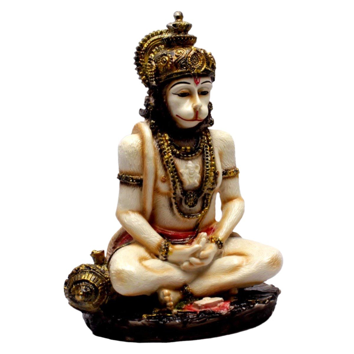 Modern Resin Crafted Meditating God Hanuman Centerpiece Yellow Multicolour 6 5 Inches X 4 5 Inches Decorative Piece 4 Resin Meditating God Hanuman Showpiece (Yellow, Multicolour, 6.5 inches x 4.5 inches) - Karigaari India Aesthetic Home Decor