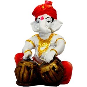 Small Lord Ganesha Idol Playing Tabla Best & Unique Design Pink Color for Home Decor - Karigaari India Aesthetic Home Decor