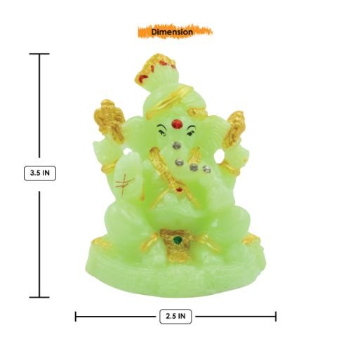 Modern Small Lord Ganesha Sitting Distinctive Crystal Green Colour Figure With Golden Ornaments For Home Decor Artful Decor Piece 3 Small Lord Ganesha sitting Unique Crystal Green Colour Idol with Golden Ornaments for Home Decor - Karigaari India Aesthetic Home Decor
