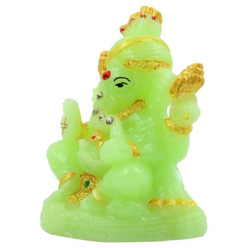 Modern Small Lord Ganesha Sitting Distinctive Crystal Green Colour Figure With Golden Ornaments For Home Decor Artful Decor Piece 4 Small Lord Ganesha sitting Unique Crystal Green Colour Idol with Golden Ornaments for Home Decor - Karigaari India Aesthetic Home Decor