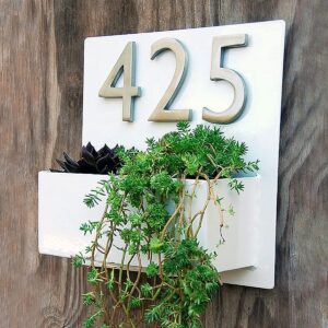 Bold Letters White Duco Finish Number Planter Plate - Karigaari India Aesthetic Home Decor