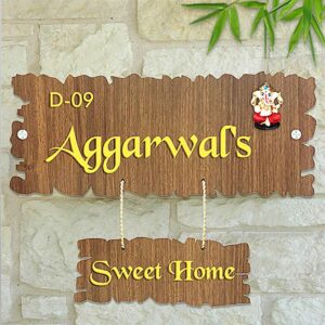 Durable Personalized Wooden Name Plate for House Beautiful Stylish - Karigaari India Aesthetic Home Decor