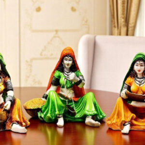 Traditions of Rajasthani : Set of 3 Ladies Doing Different Activities - Karigaari India Aesthetic Home Decor