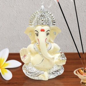 Antique Ganesha for Car Dashboard & Gifting (Yellow) - Karigaari India Aesthetic Home Decor