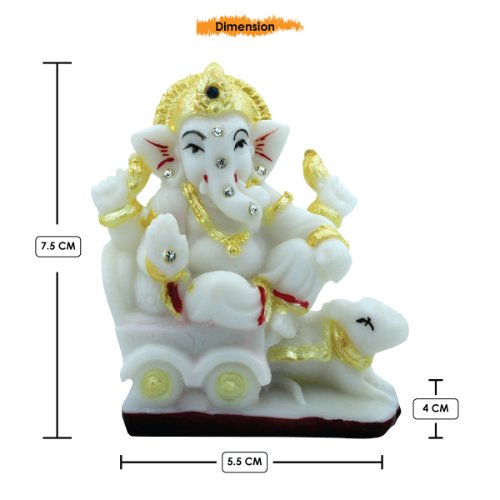 Modern Unique Lord Ganesha Sitting On Rath For Home Decor Crystal White Colour Premium Home Decor 3 Lord Ganesha Sitting On Rath for Home Decor Crystal White Colour - Karigaari India Aesthetic Home Decor