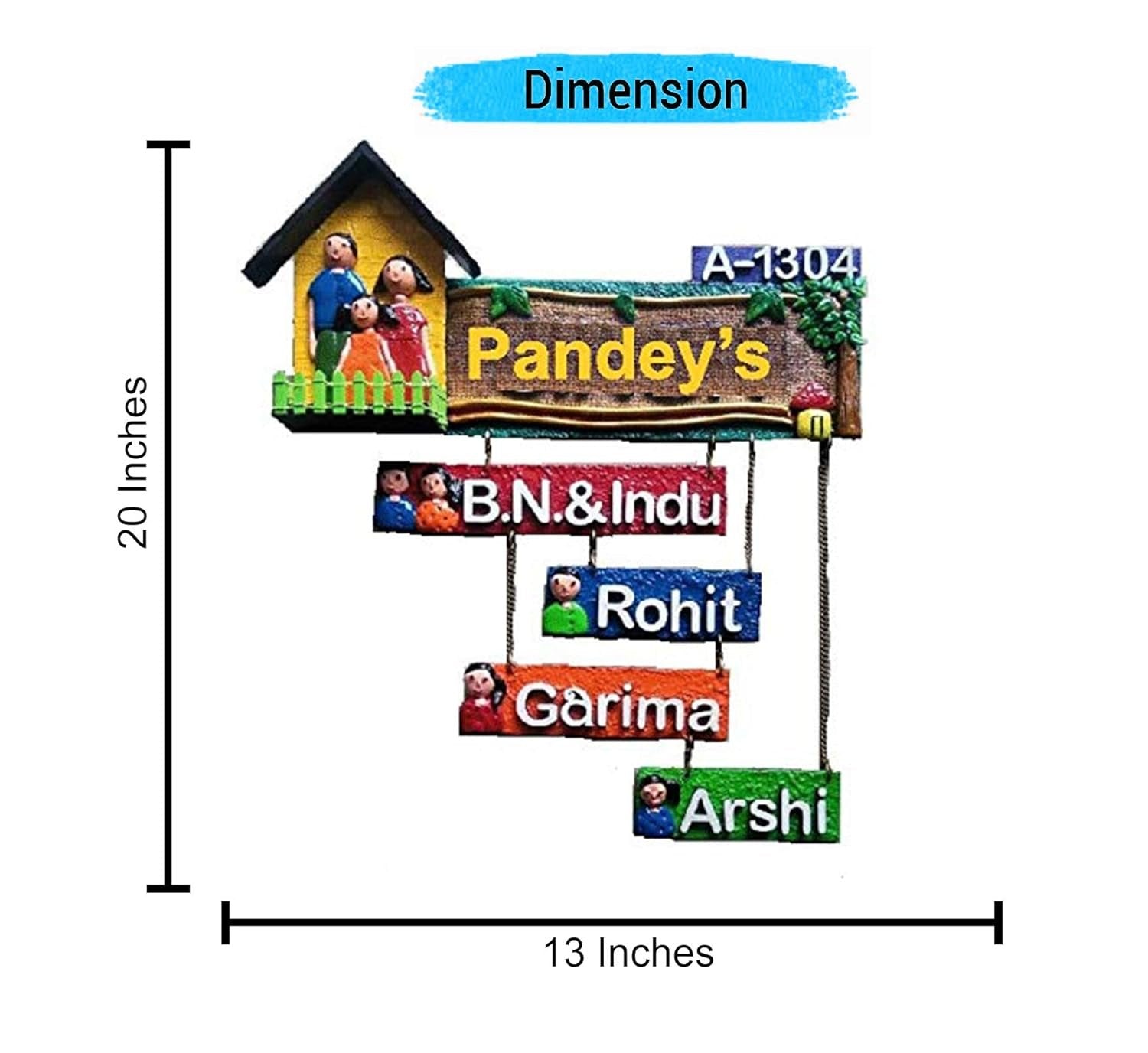 Wooden Family Name Plate for Home Decor (Multicolor) - Karigaari India Aesthetic Home Decor