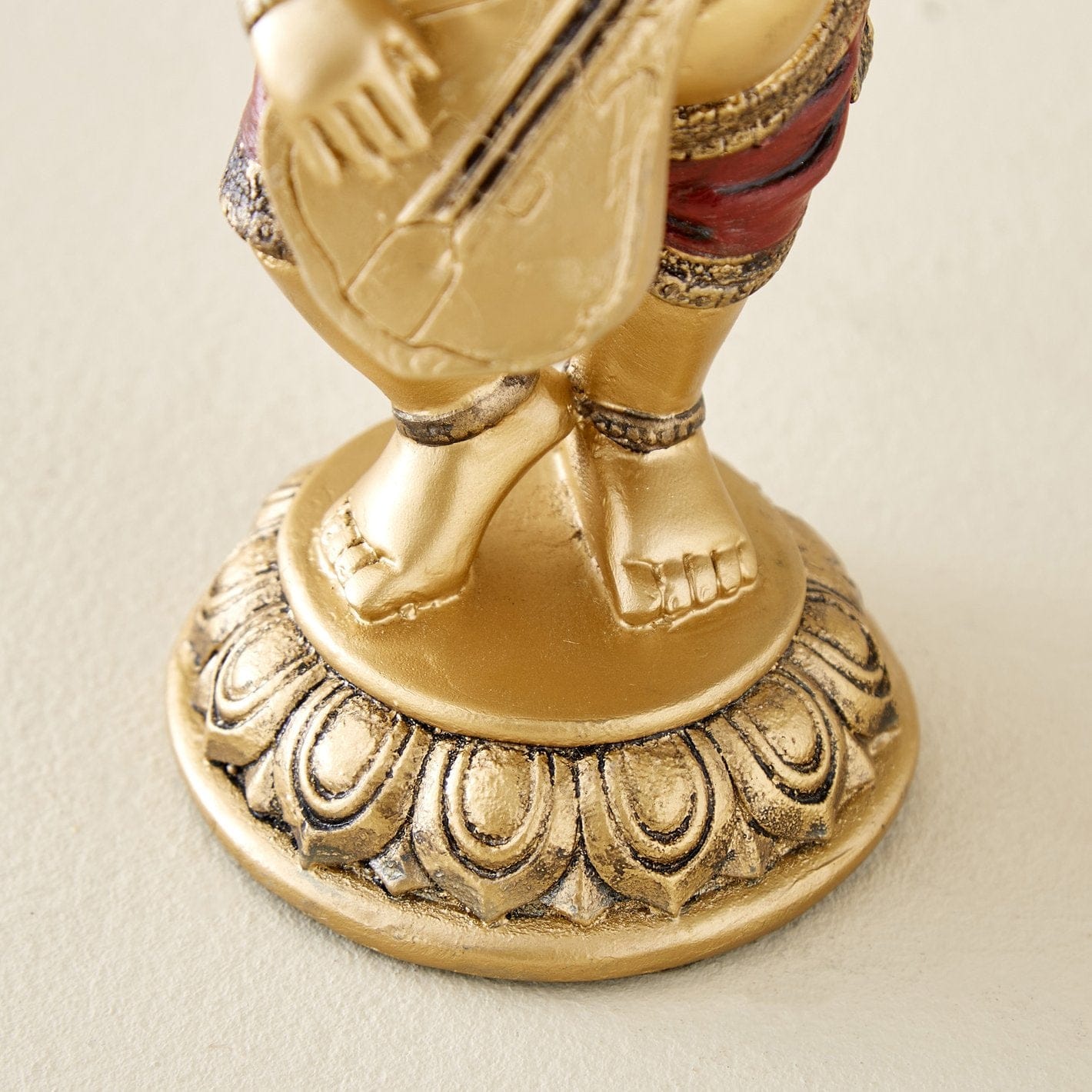 Premium Antique Gold Ganesh Figure With Veena Resin Crafted Decorative Figure For Spiritual Home Decor Stylish Accent 5 Antique Gold Ganesh Idol with Veena Resin Decorative Statue for Spiritual Decor - Karigaari India Aesthetic Home Decor