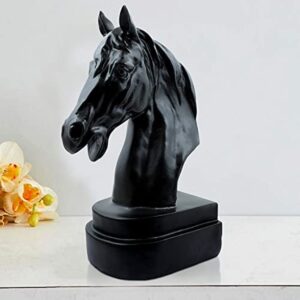 Black Horse Head Resin Statue - Modern Decor - Karigaari India Aesthetic Home Decor