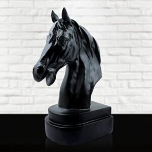 Black Horse Head Resin Statue - Modern Decor - Karigaari India Aesthetic Home Decor