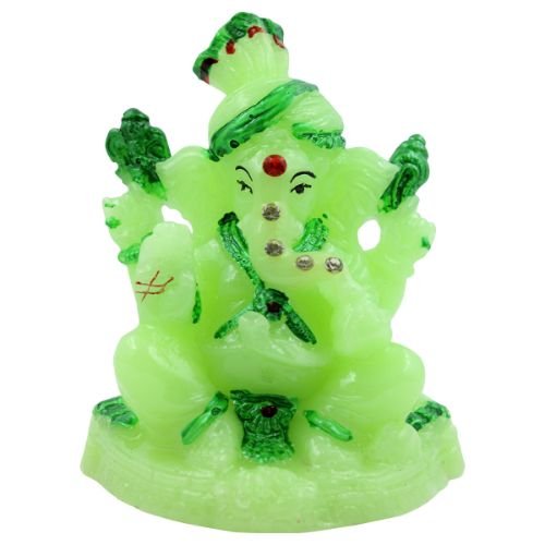 Premium Distinctive Crystal Green Colour Lord Ganesha Sitting Figure With Dark Green Colour Ornaments For Home Home Decor Decorative Piece 2 Unique Crystal Green Colour Lord Ganesha sitting Idol with Dark Green Colour Ornaments for Home Decor - Karigaari India Aesthetic Home Decor