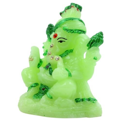 Premium Distinctive Crystal Green Colour Lord Ganesha Sitting Figure With Dark Green Colour Ornaments For Home Home Decor Decorative Piece 4 Unique Crystal Green Colour Lord Ganesha sitting Idol with Dark Green Colour Ornaments for Home Decor - Karigaari India Aesthetic Home Decor