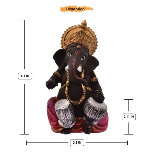 Unique Design Little Lord Ganesha Playing Tabla Idol Black Color Best Item for Home Decor - Karigaari India Aesthetic Home Decor