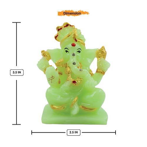 Unique Design Lord Ganesha Sitting Idol Crystal Green Color With Golden Ornaments Best for Home Decor - Karigaari India Aesthetic Home Decor