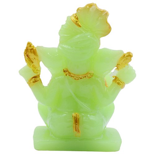 Unique Design Lord Ganesha Sitting Idol Crystal Green Color With Golden Ornaments Best for Home Decor - Karigaari India Aesthetic Home Decor