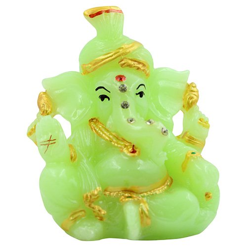 Unique Design Small Lord Ganesha Sitting Idol Crystal Green Color Best for Home Decor - Karigaari India Aesthetic Home Decor