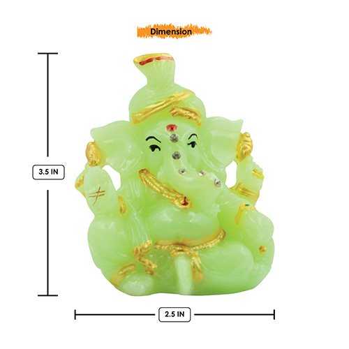 Unique Design Small Lord Ganesha Sitting Idol Crystal Green Color Best for Home Decor - Karigaari India Aesthetic Home Decor