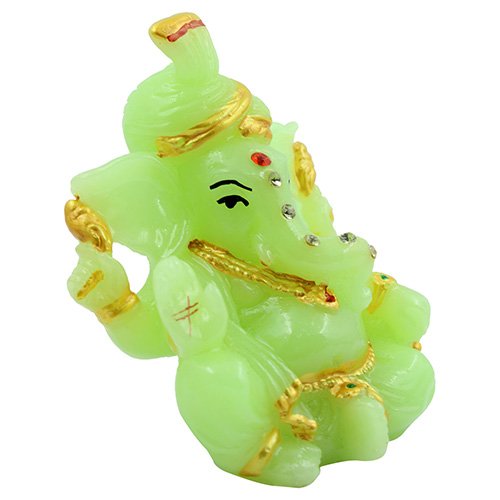 Unique Design Small Lord Ganesha Sitting Idol Crystal Green Color Best for Home Decor - Karigaari India Aesthetic Home Decor