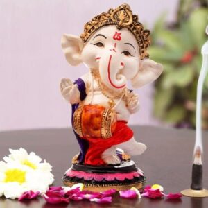 Unique Little Lord Ganesha Playing Dhol Idol Black Multicolor Best Item for Home Decor - Karigaari India Aesthetic Home Decor