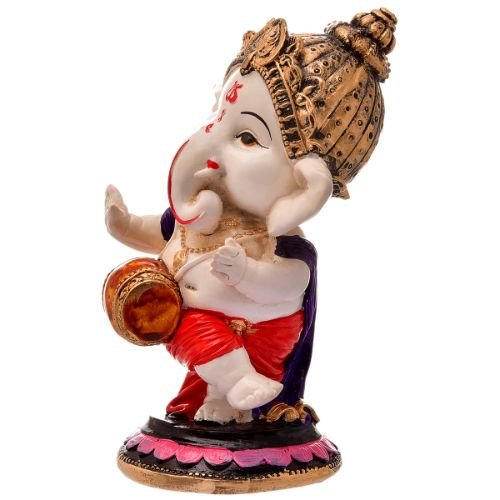 Unique Little Lord Ganesha Playing Dhol Idol Black Multicolor Best Item for Home Decor - Karigaari India Aesthetic Home Decor