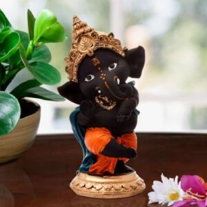 Unique Little Lord Ganesha Standing With One Leg Idol Black Color Best Item for Home Decor - Karigaari India Aesthetic Home Decor