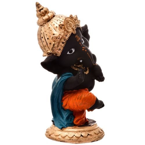 Unique Little Lord Ganesha Standing With One Leg Idol Black Color Best Item for Home Decor - Karigaari India Aesthetic Home Decor