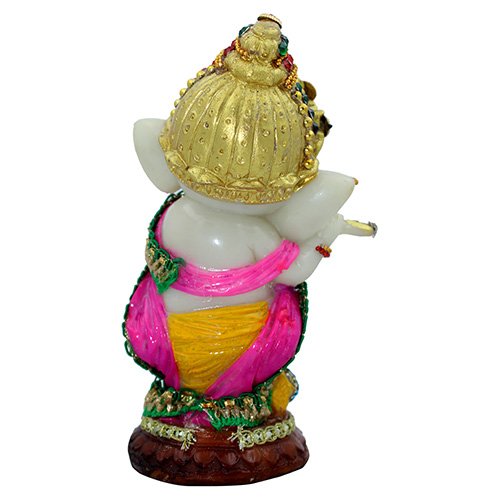 Premium Distinctive Lord Ganesha Standing Playing Flue Figurine For Home Home Decor Multicolour Decorative Piece 6 Unique Lord Ganesha Standing Playing Flue Idol for Home Decor Mulricolor - Karigaari India Aesthetic Home Decor