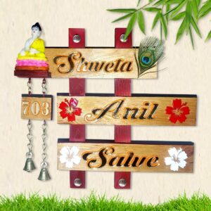 Family Beautiful Sturdy Wooden Name Plate for Office Durable Custom - Karigaari India Aesthetic Home Decor